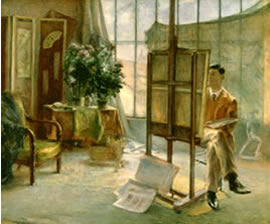 「画室にての久米桂一郎」1889年